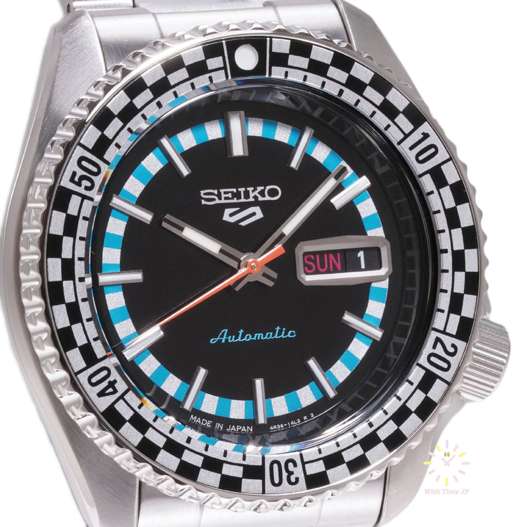 Seiko 5 Sports SBSA245  Automatic Men's Watch Close-up of blue dial