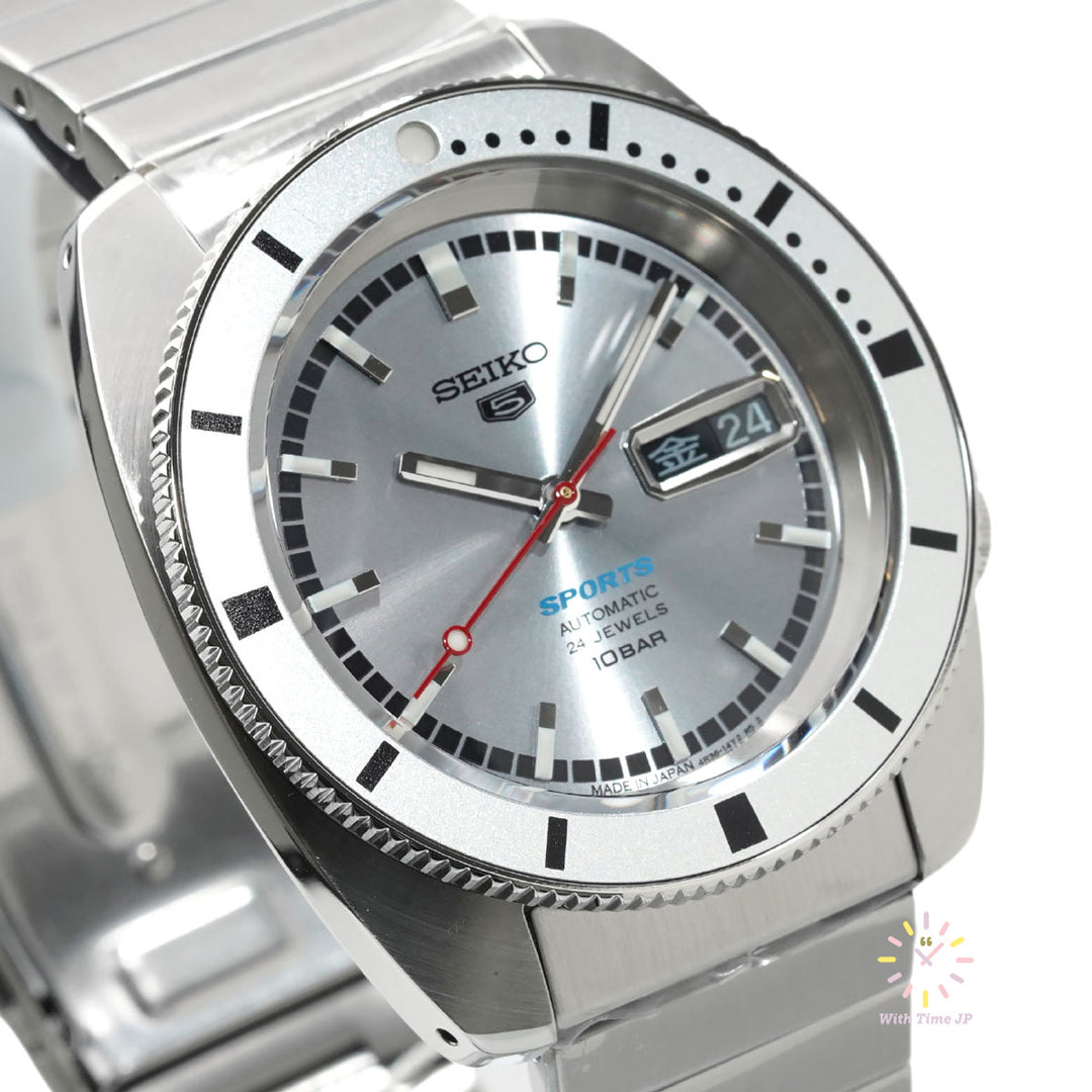 SEIKO 5 Sports SBSA269 limited edition Close-up of gray dial.