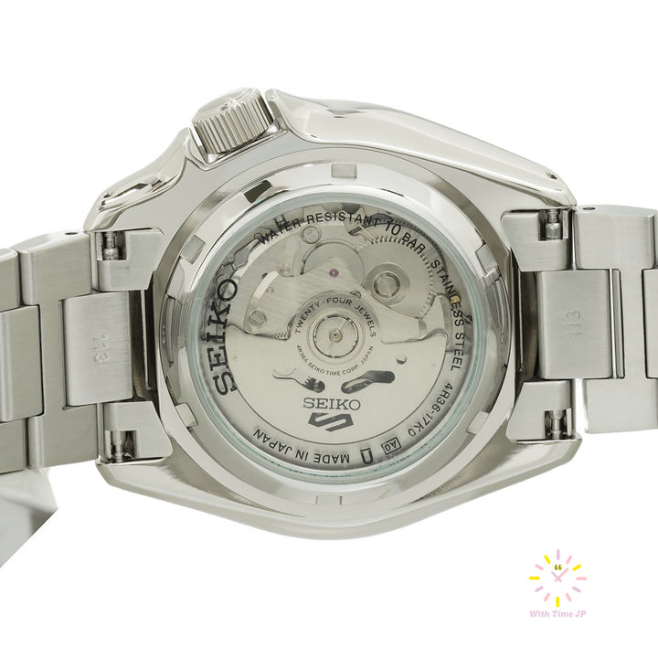Backsid of the case of Seiko 5 Sports SKX series SBSA305