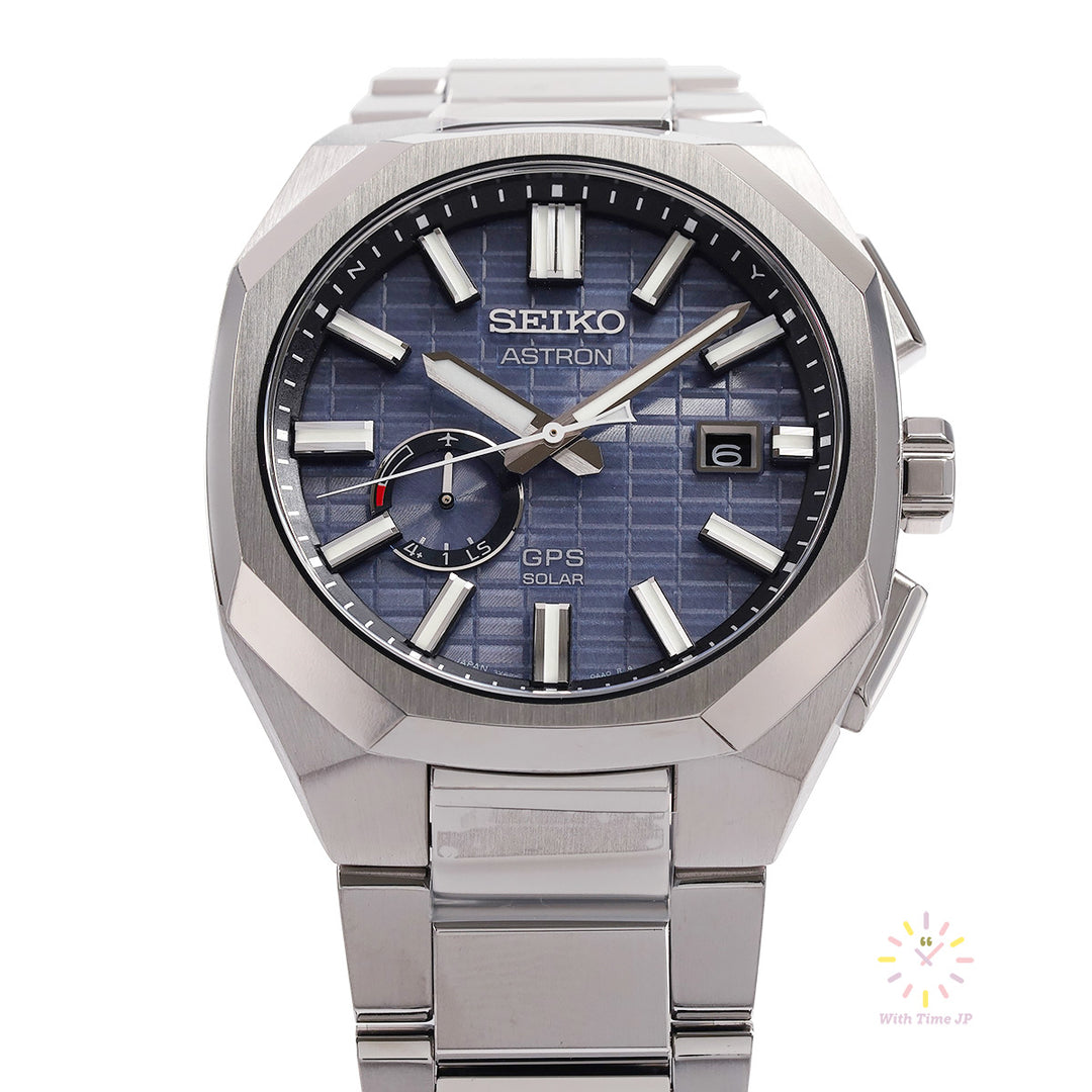 Seiko Astoron SBXD013 ,Solar GPS Men's Watch,Angle looking up from the lower front.
