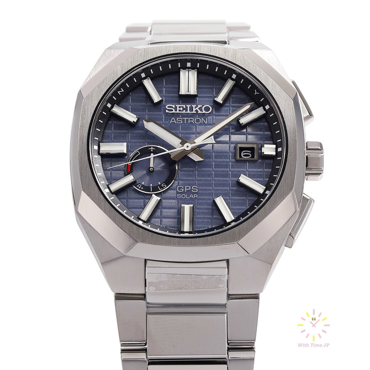 Seiko Astoron SBXD013 ,Solar GPS Men's Watch,Angle looking up from the lower front.