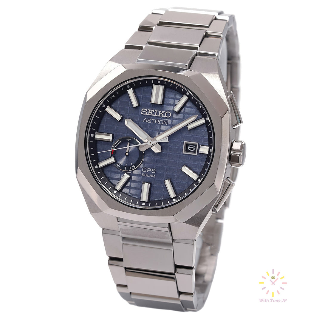 Seiko Astoron SBXD013 ,Solar GPS Men's Watch, Pure titanium Case, Blue Dial,Pure Titanium triple link band .