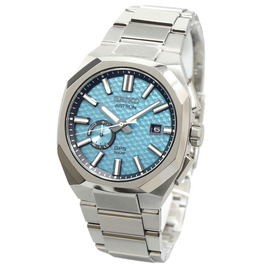 Seiko Astoron SBXD027 Limited Edition ,Solar GPS Men's Watch, Pure titanium Case, Sky blue Dial,Pure Titanium triple link band.