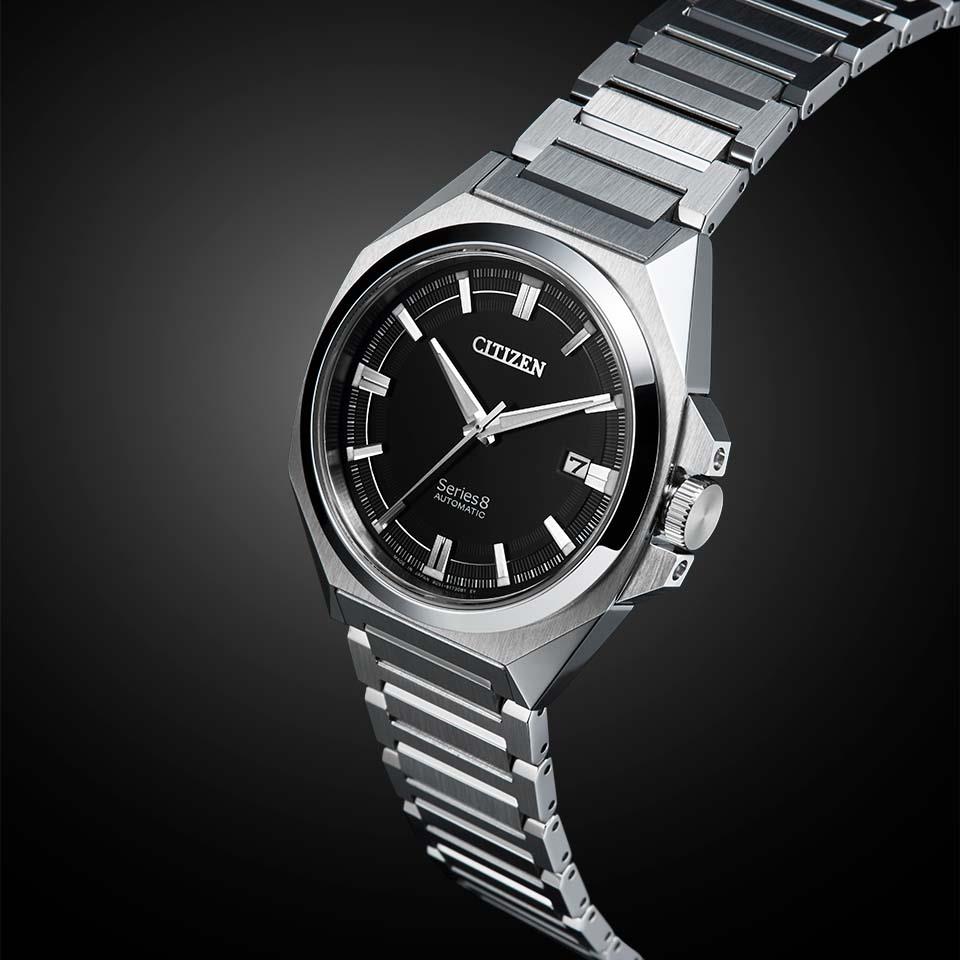 CITIZEN SERIES EIGHT NB6010-81E,Close-up of Black Dial from crown side