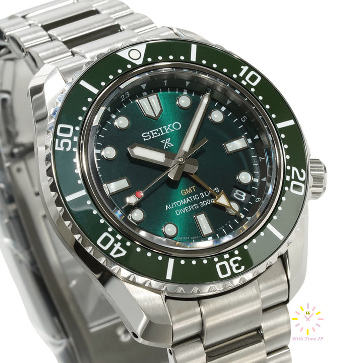 Seiko Prospex GMT Automatic Diver Scuba  Watch HBC001J,Close-up of Green Dial