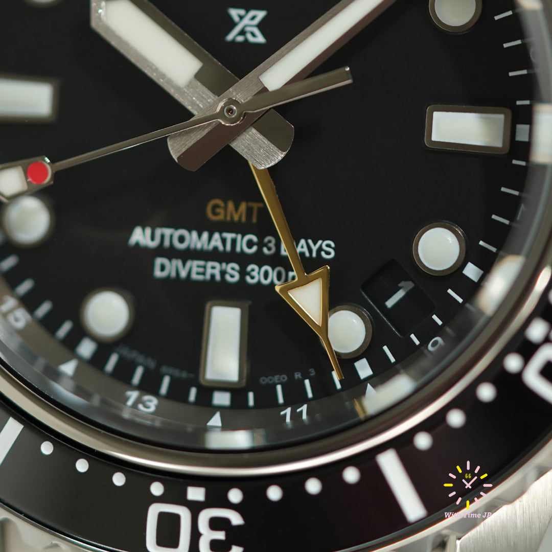 Seiko Prospex GMT Automatic Diver Scuba  Watch HBC002J,Close-up of Black Dial #3