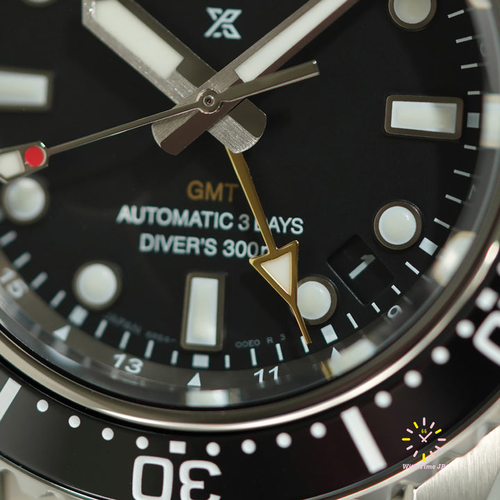 Seiko Prospex GMT Automatic Diver Scuba  Watch HBC002J,Close-up of Black Dial #3