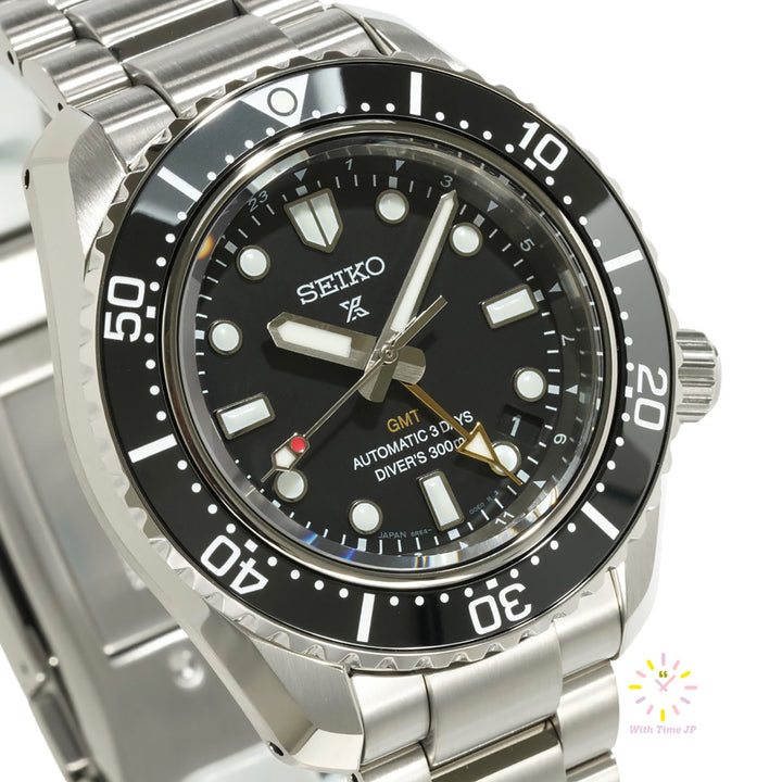 Seiko Prospex GMT Automatic Diver Scuba  Watch HBC002J,Close-up of Black Dial