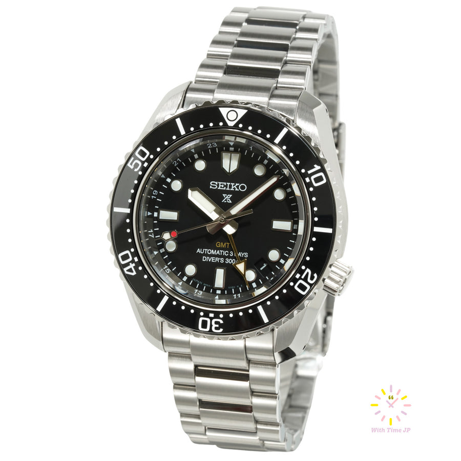 Seiko Prospex GMT Automatic Diver Scuba  Watch HBC002J,Mechanical  watch, Men's Watch, stainless steel case, Black Dial,stainless steel Band.