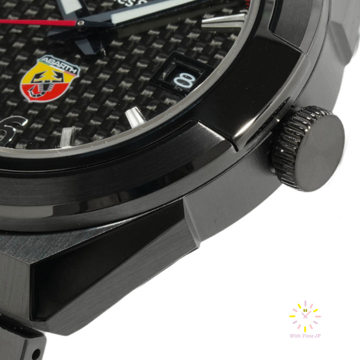 CITIZEN SERIES 8 NA1035-59E ABARTH Collaboration Limited Edition,Close-up of Black Dial from crown side