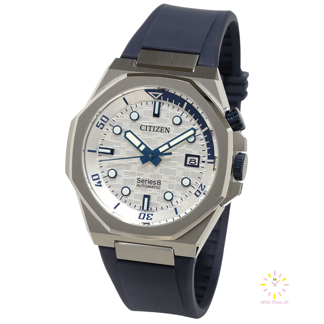CITIZEN SERIES 8 NB6060-07A,Mechanical  watch, Men's Watch, stainless steel case, white×Blue Dial,Polyurethane Band.