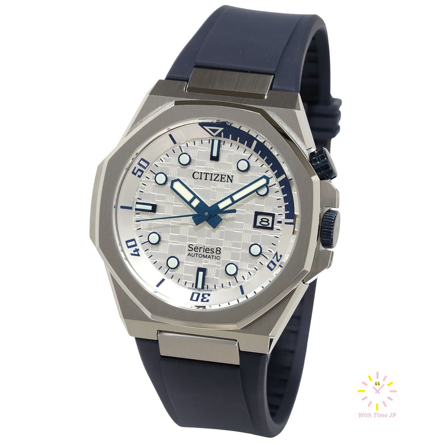 CITIZEN SERIES 8 NB6060-07A,Mechanical  watch, Men's Watch, stainless steel case, white×Blue Dial,Polyurethane Band.