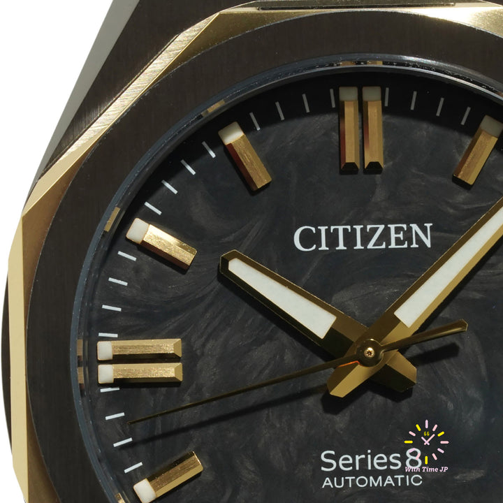 CITIZEN SERIES 8 NB6086-54E,Close-up of Black Dial from Front angle