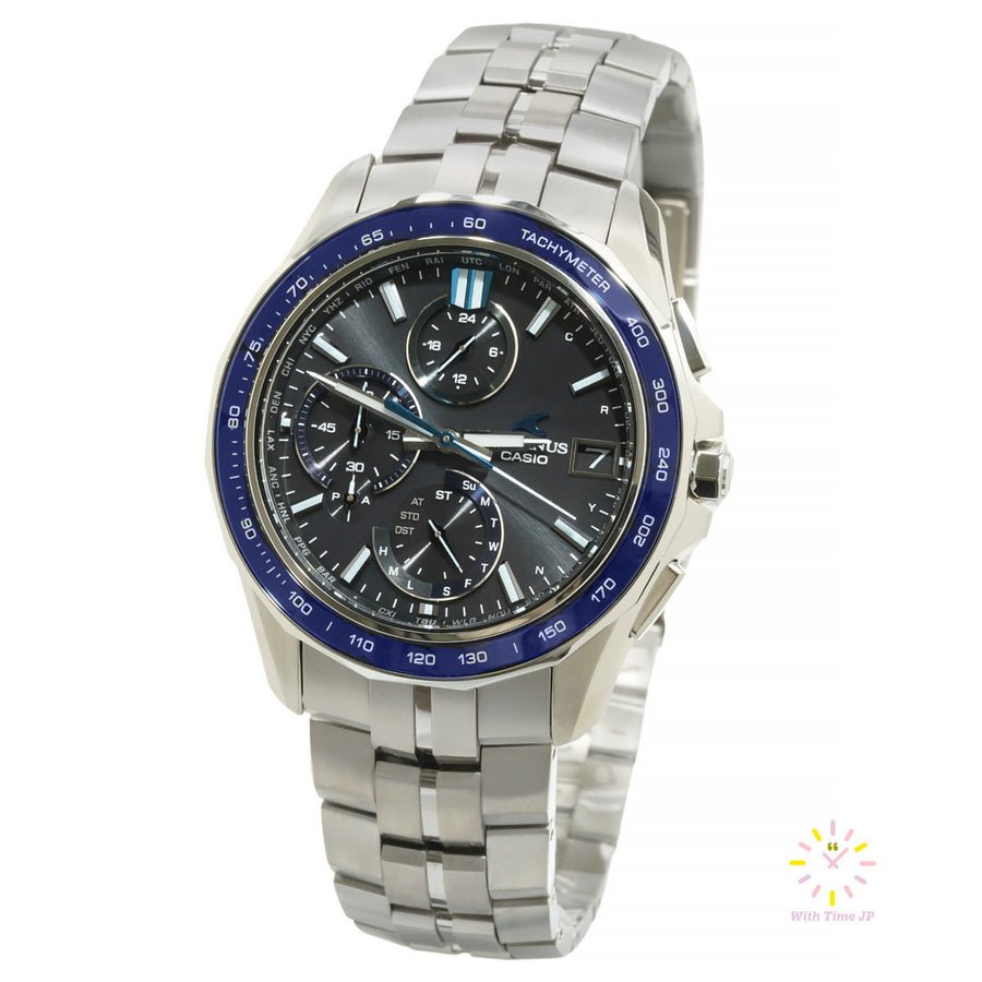 CASIO OCEANUS Manta OCW-S7000-1AJF Solar Watches, Titanium case, titanium band, blue dial.