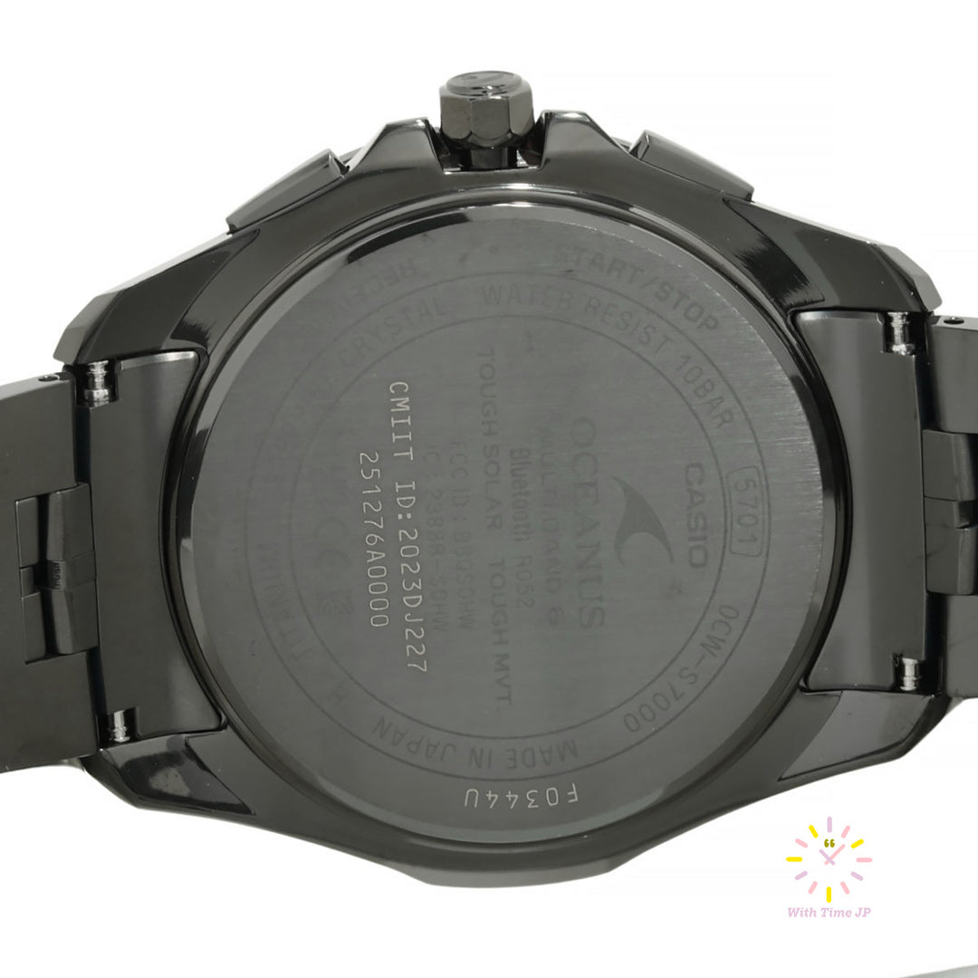 Backsid of the case of CASIO OCEANUS OCW-S7000CN-1AJF