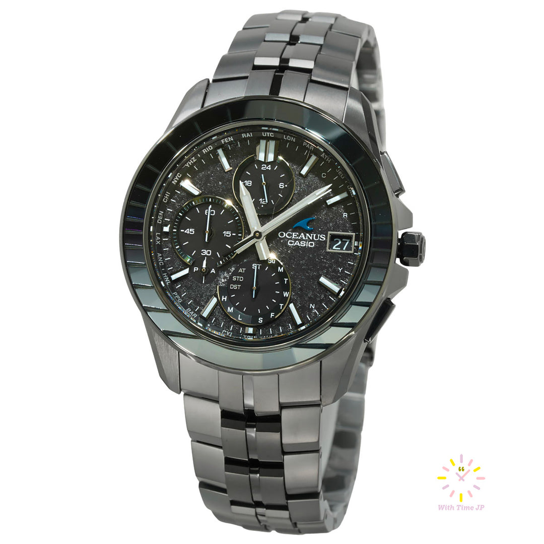 CASIO OCEANUS OCW-S7000CN-1AJF,Solar-Powered  watch, Men's Watch, Titanium case, Black Dial,Titanium Band.