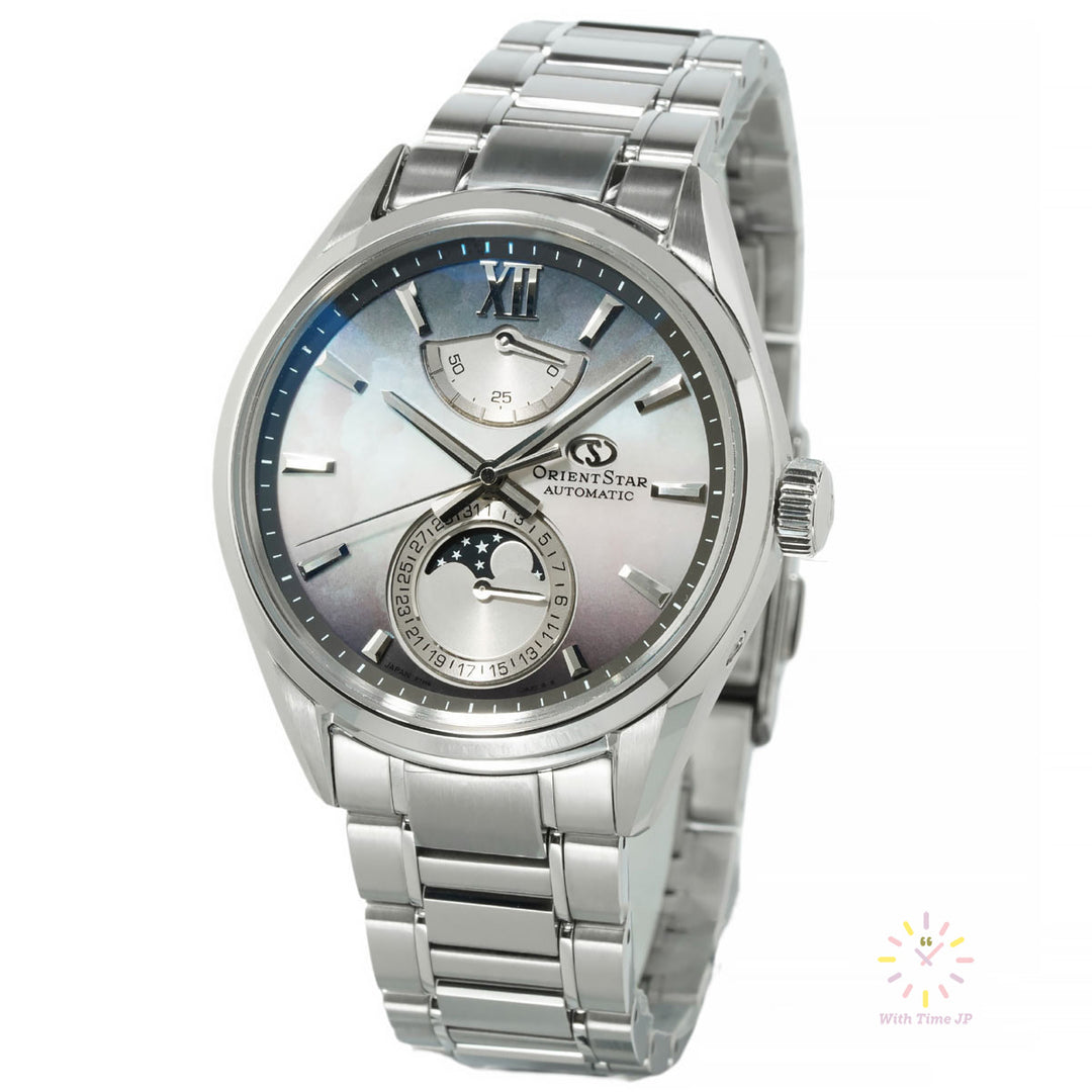 ORIENT STAR RK-AY0201A,mechanical watch, Men's Watch, stainless steel case, White Butterfly Shellfish Dial,stainless steel Band.