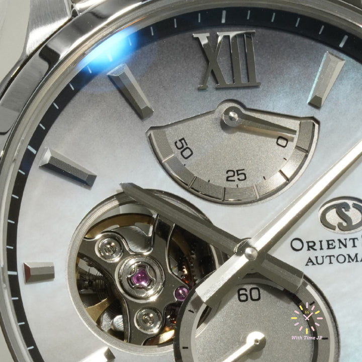 ORIENT STAR RK-BY0008A,Close-up of White Butterfly Shellfish Dial