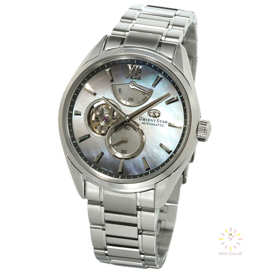 ORIENT STAR RK-BY0008A,mechanical watch, Men's Watch, stainless steel case, White Butterfly Shellfish Dial,stainless steel Band.