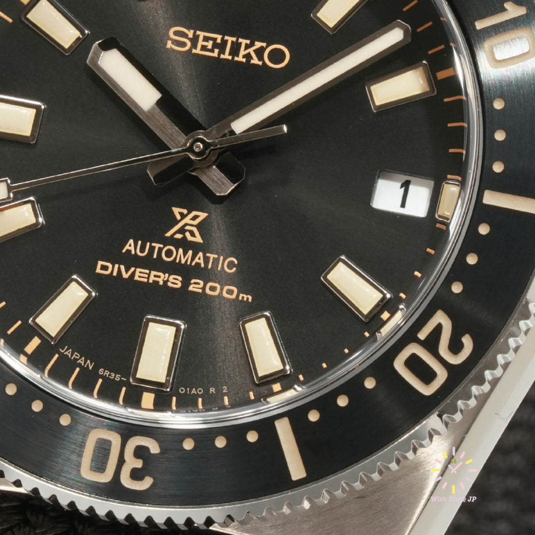 Seiko Prospex Automatic SBDC141,Close-up of diver's watch dial at 6 o'clock