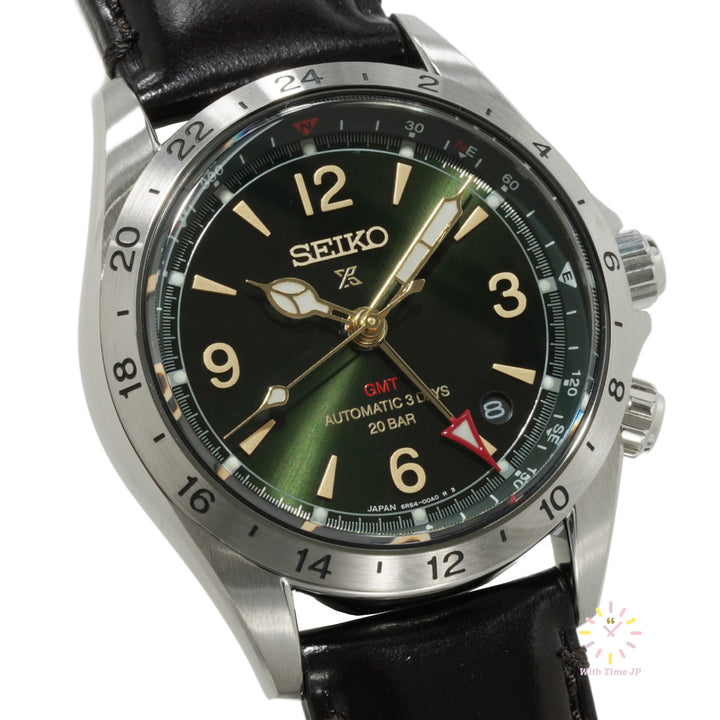 Seiko Prospex Automatic GMT Alpinist SBEJ005,Close-up of Green Dial