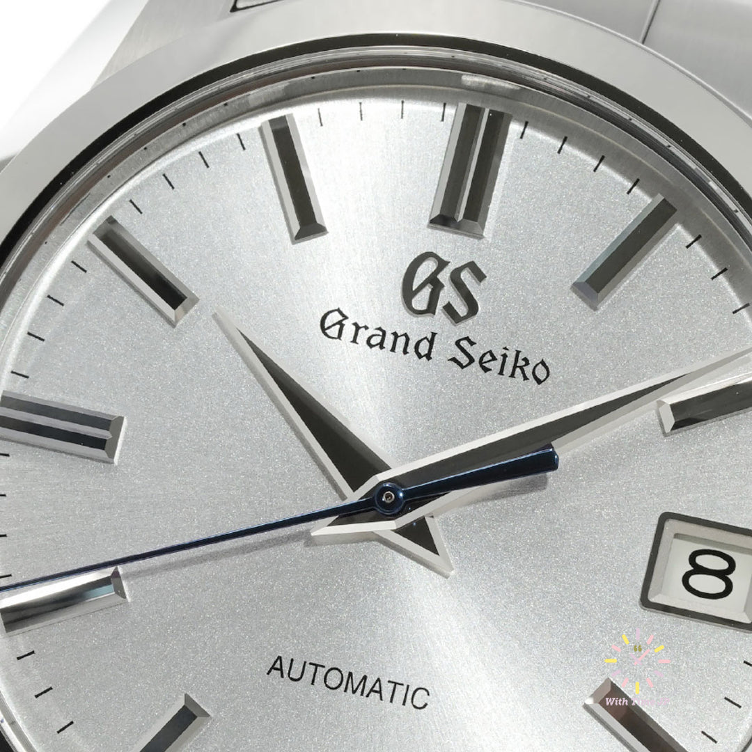 Grand Seiko SBGR307 Automatic Men's Watch close-up of the silver dial.