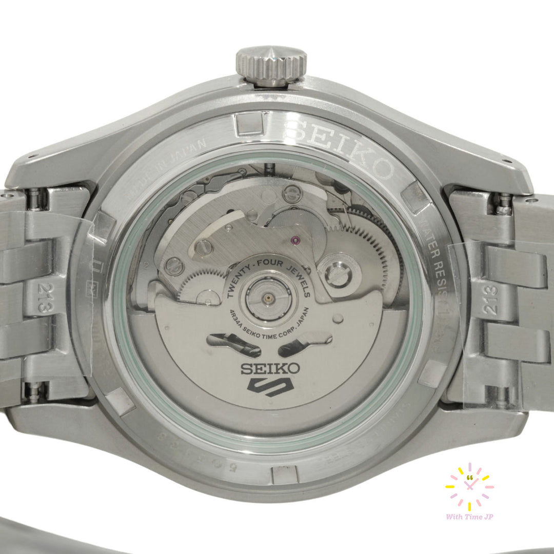 Backsid of the case of Seiko 5 Sports GMT SBSC009