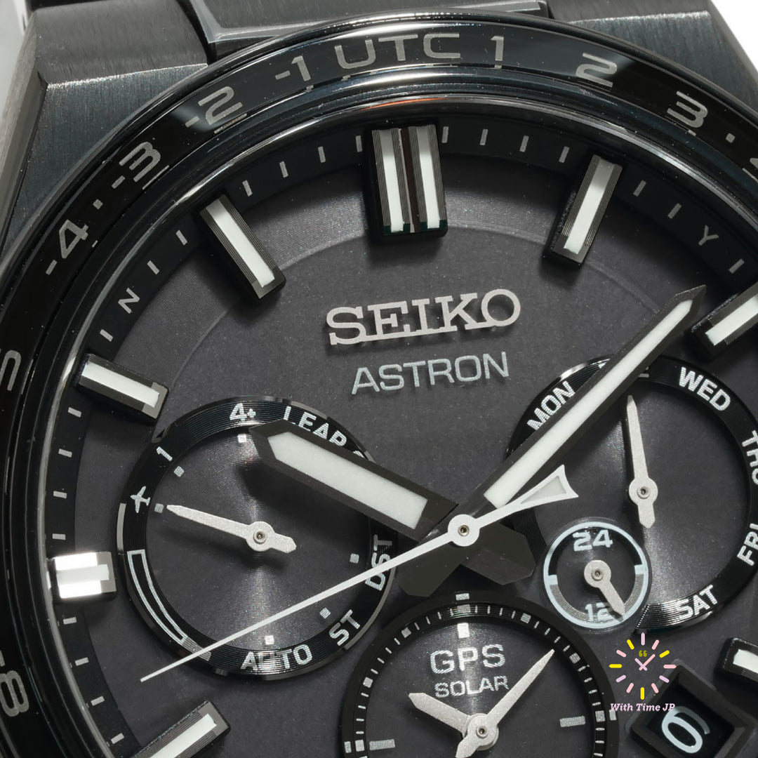 Close-up of the dial of the Seiko Astron Nexter GPS Solar SBXC147